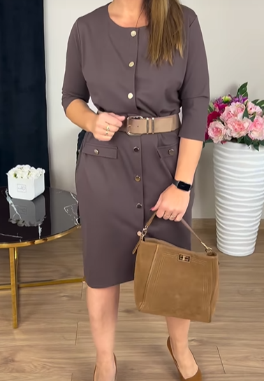 Κομψό μονόπετο φόρεμα για γυναίκες της μόδας