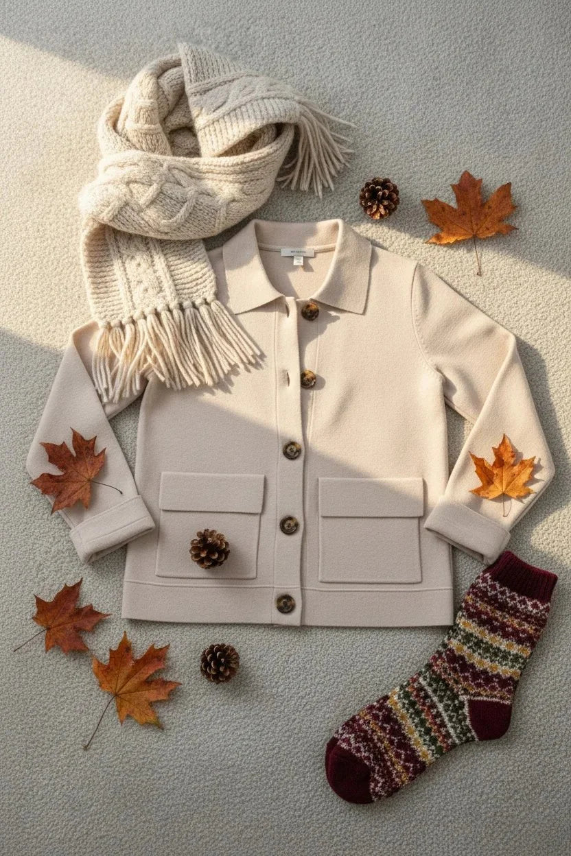 Νέες Αφίξεις 🔥 Μονόχρωμο casual μπουφάν με τσέπες και πέτα