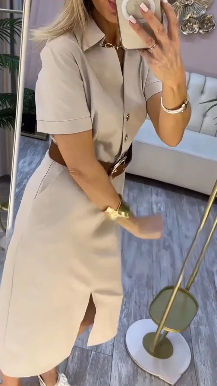 Γυναικείο casual φόρεμα με σκίσιμο στο πέτο