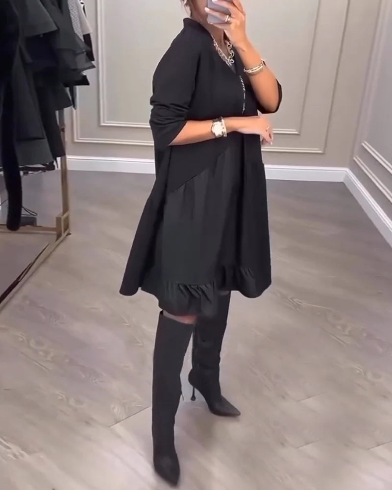 Νέο μακρυμάνικο φόρεμα με λαιμόκοψη σε V