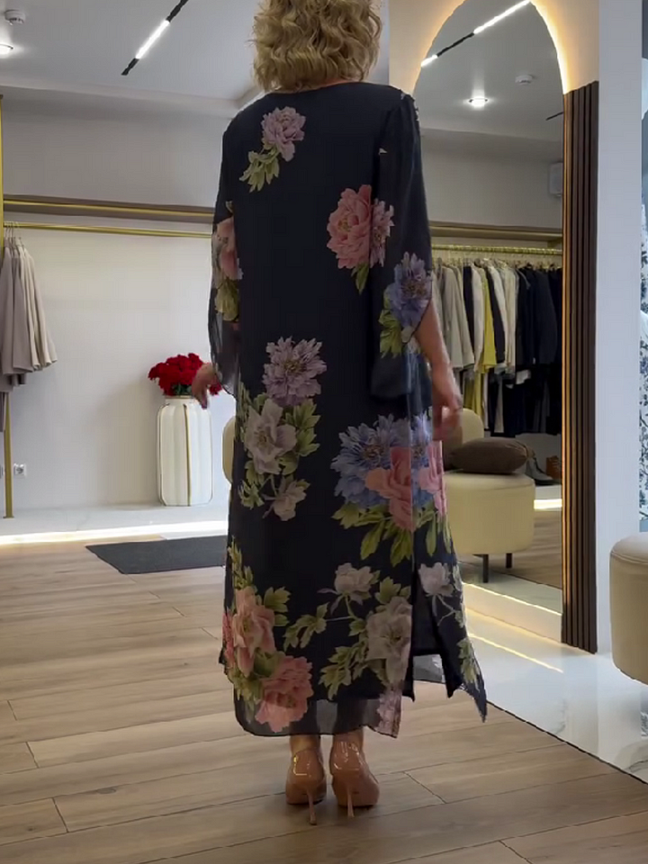 Φόρεμα με στάμπα από μετάξι σε έθνικ στιλ