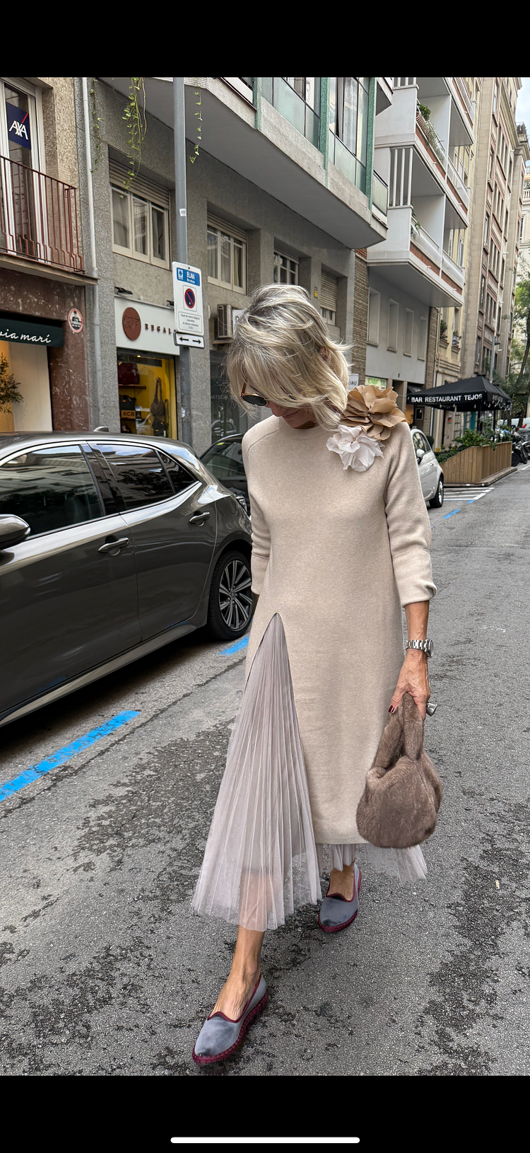 πλεκτό φόρεμα από τούλι