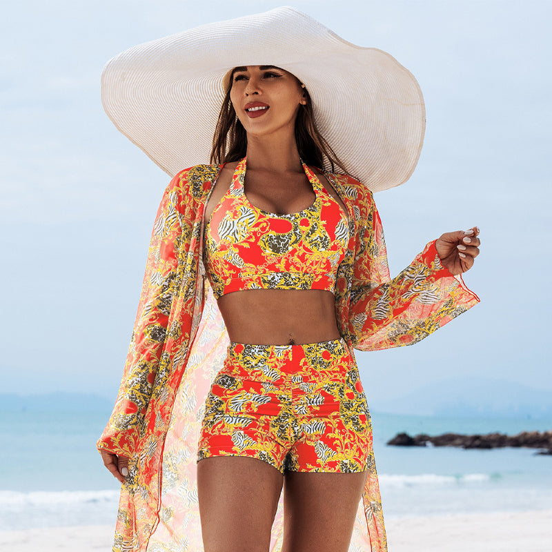 Τριπλό τυπωμένο μαγιό - Κομψό και σέξι ντύσιμο παραλίας