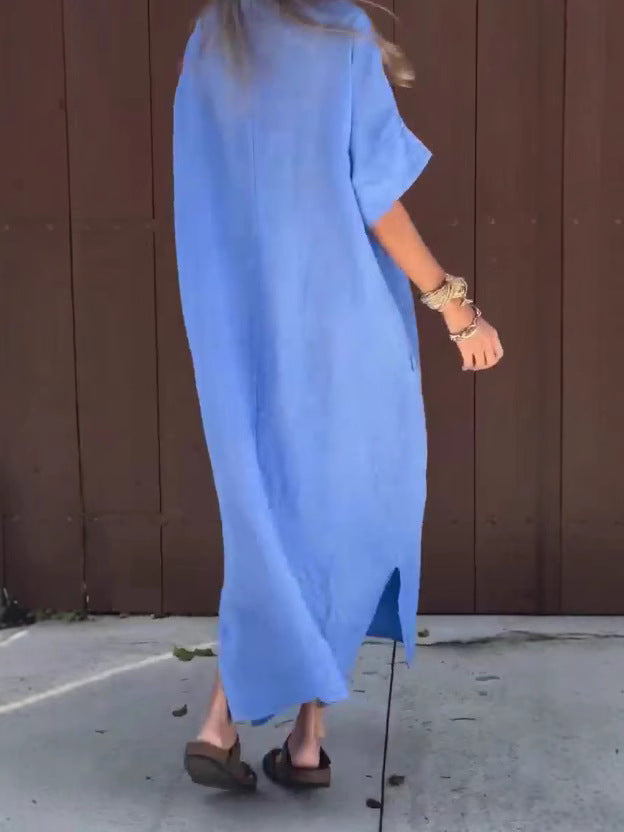 Κομψό μποέμ μακρύ φόρεμα με λαιμόκοψη V