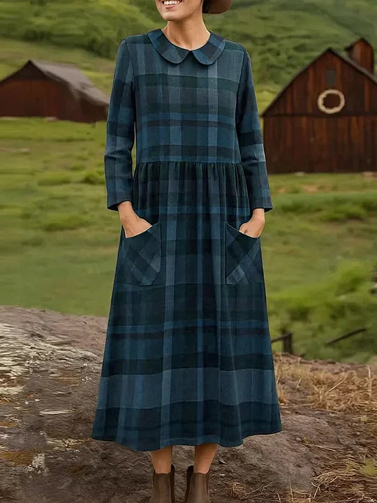 Γυναικείο casual φόρεμα με φαρδιά καρό σχέδια