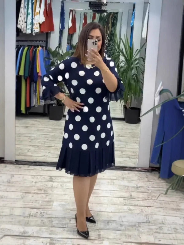 Γυναικείο πλισέ φόρεμα με πουά