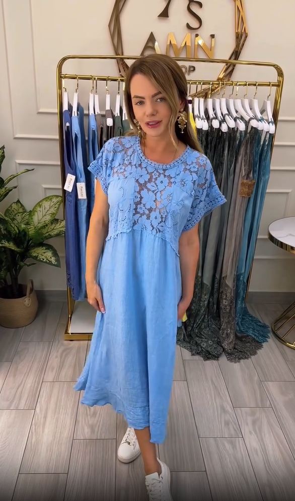 Νέο κομψό δαντελένιο φόρεμα για γυναίκες