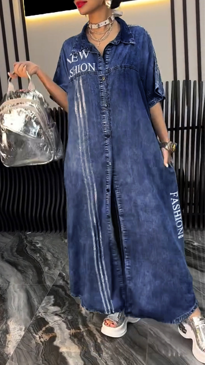 Γυναικείο φόρεμα με πέτα Tencel Denim Άνετο και μοντέρνο