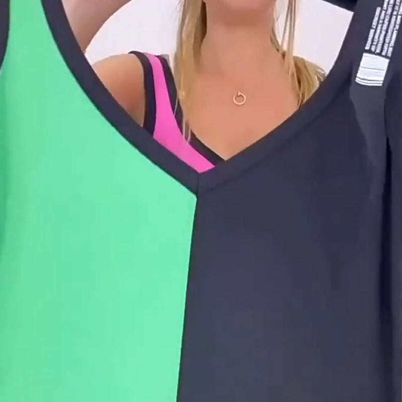 🌸Καλοκαιρινό σπέσιαλ💐 Αμάνικο color block φόρεμα.