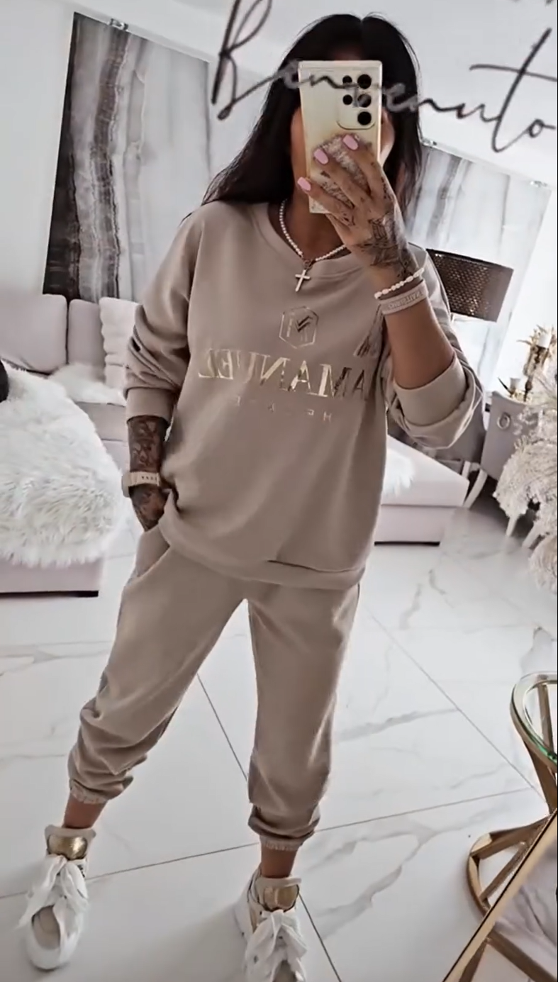 ⏳Προσφορά περιορισμένης διάρκειας! ⏰Γυναικείο casual σετ, μπλούζα με στάμπα και παντελόνι με φαρδιά μπατζάκια