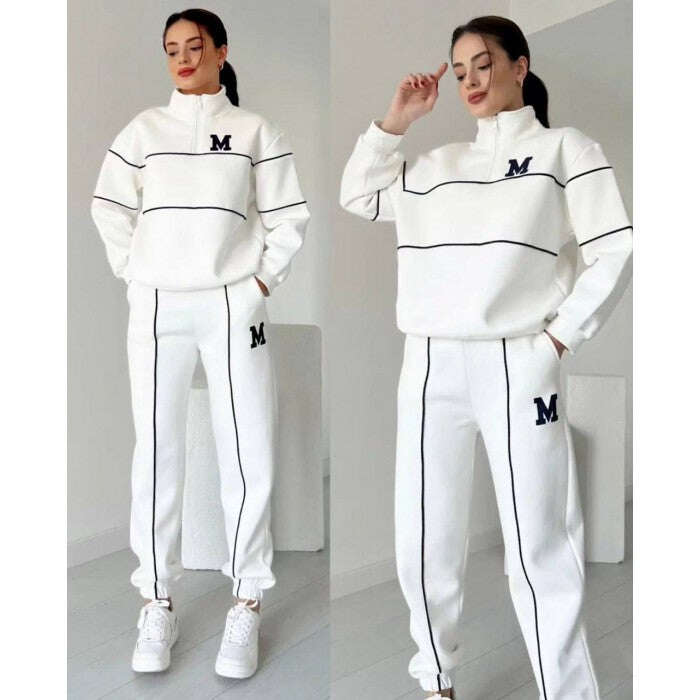 Γυναικείο casual σετ δύο τεμαχίων με μακριά μανίκια από καθαρό βαμβάκι