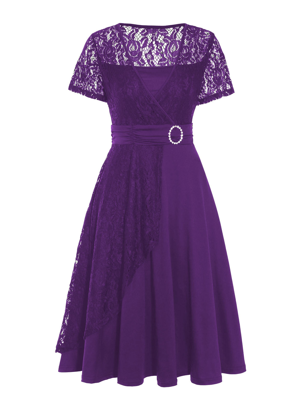 Κομψό γυναικείο φόρεμα με δαντέλα και V λαιμόκοψη