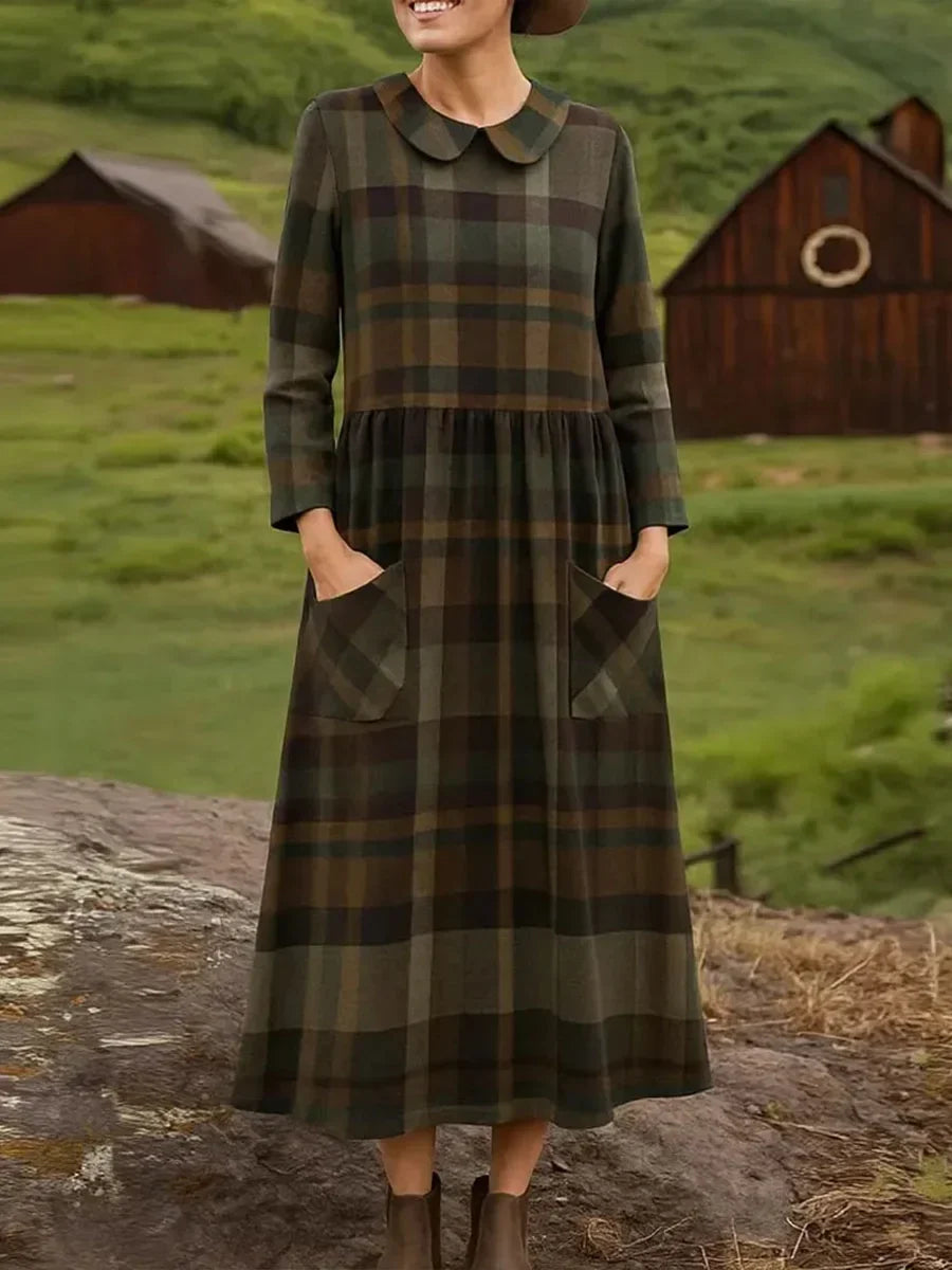 Γυναικείο casual φόρεμα με φαρδιά καρό σχέδια