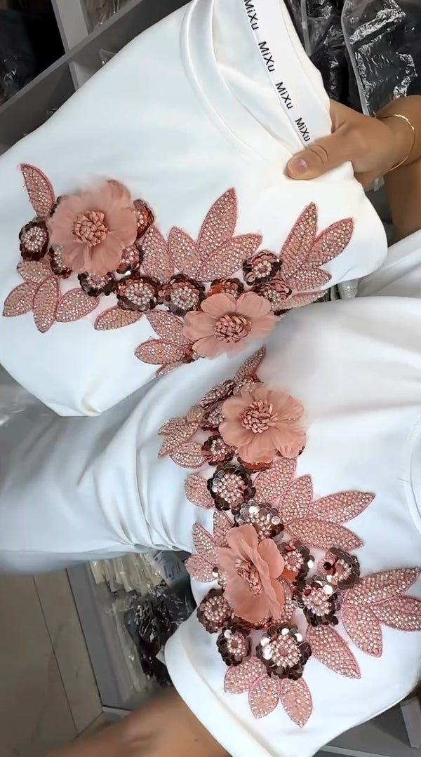 💖 Καλοκαιρινές Εκπτώσεις 50% 🌼Γυναικεία φλοράλ φούστα με στρογγυλή λαιμόκοψη και τρισδιάστατη εκτύπωση