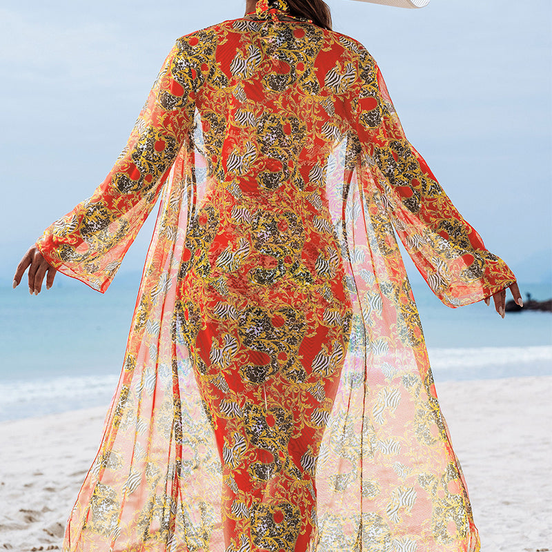 Τριπλό τυπωμένο μαγιό - Κομψό και σέξι ντύσιμο παραλίας