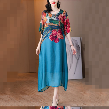 💃Νέο 2025💕Κομψό και αέρινο γυναικείο φόρεμα με λουλούδια σε μεγάλα μεγέθη