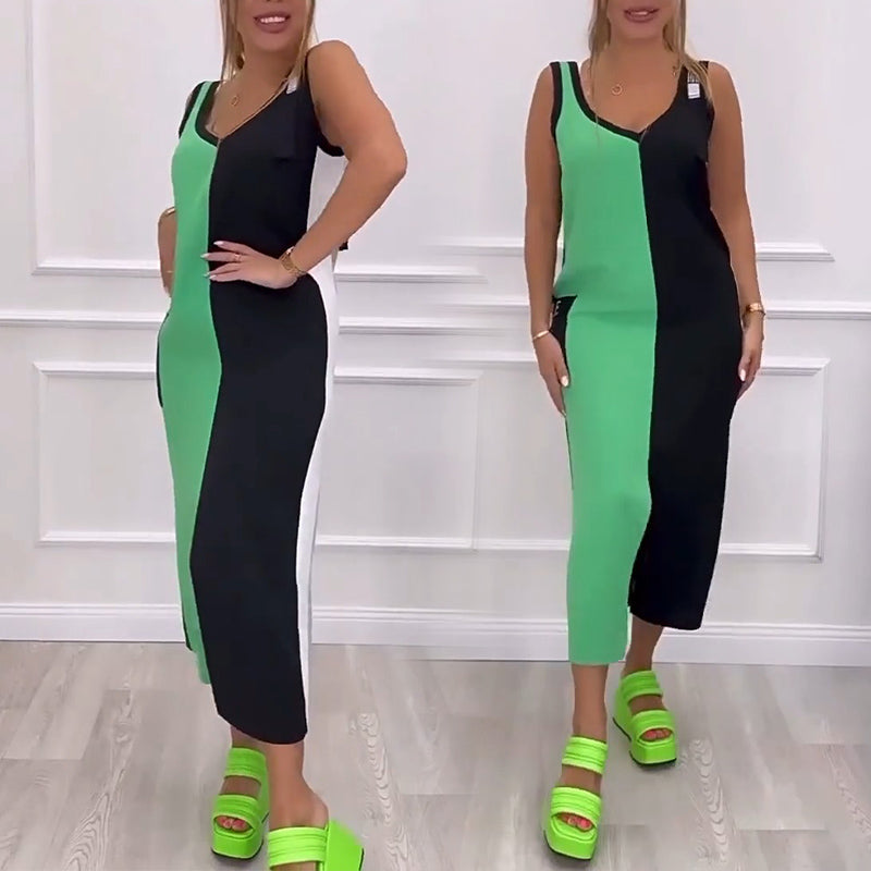 🌸Καλοκαιρινό σπέσιαλ💐 Αμάνικο color block φόρεμα.