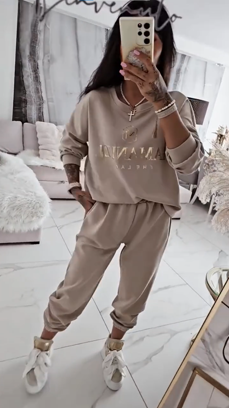 ⏳Προσφορά περιορισμένης διάρκειας! ⏰Γυναικείο casual σετ, μπλούζα με στάμπα και παντελόνι με φαρδιά μπατζάκια