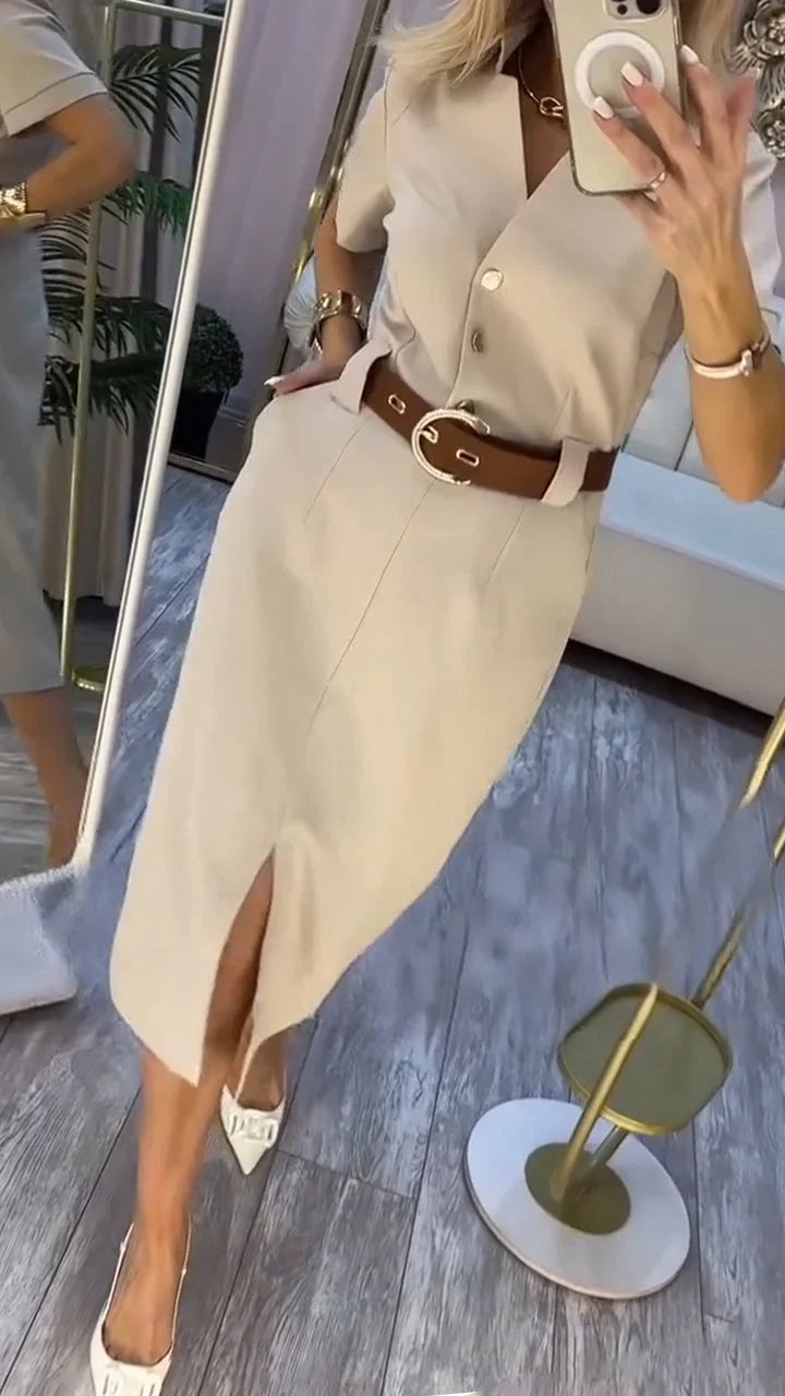 Γυναικείο casual φόρεμα με σκίσιμο στο πέτο