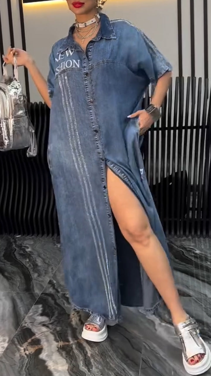 Γυναικείο φόρεμα με πέτα Tencel Denim Άνετο και μοντέρνο