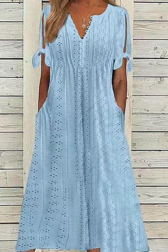 Κομψό γυναικείο φόρεμα με V λαιμόκοψη