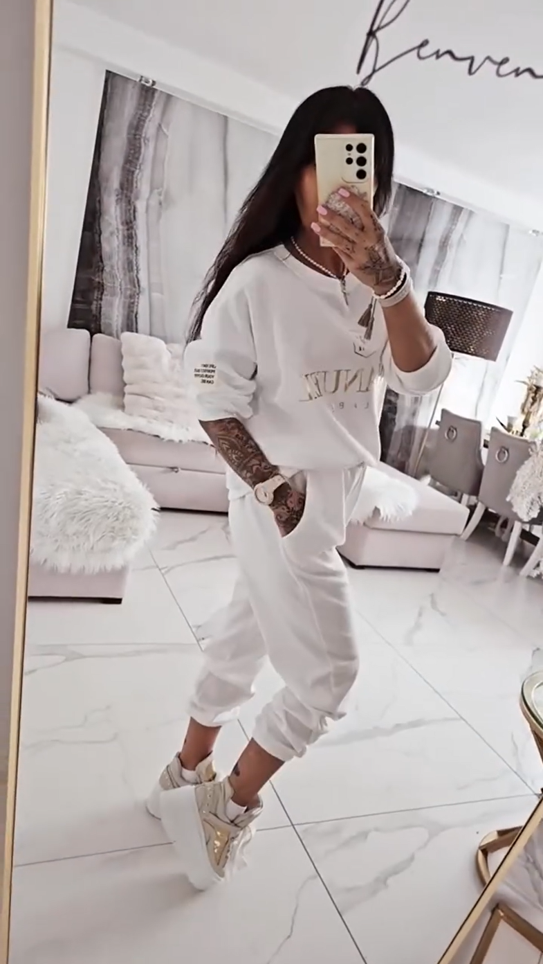 ⏳Προσφορά περιορισμένης διάρκειας! ⏰Γυναικείο casual σετ, μπλούζα με στάμπα και παντελόνι με φαρδιά μπατζάκια