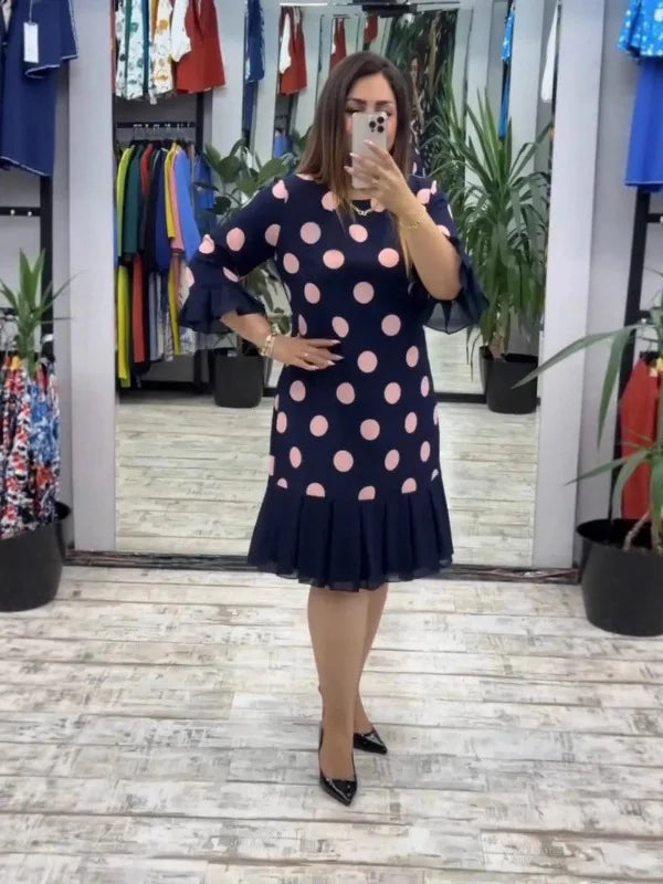 Γυναικείο πλισέ φόρεμα με πουά