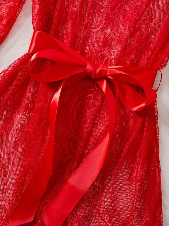 Conjunto de camisola de renda para mulher